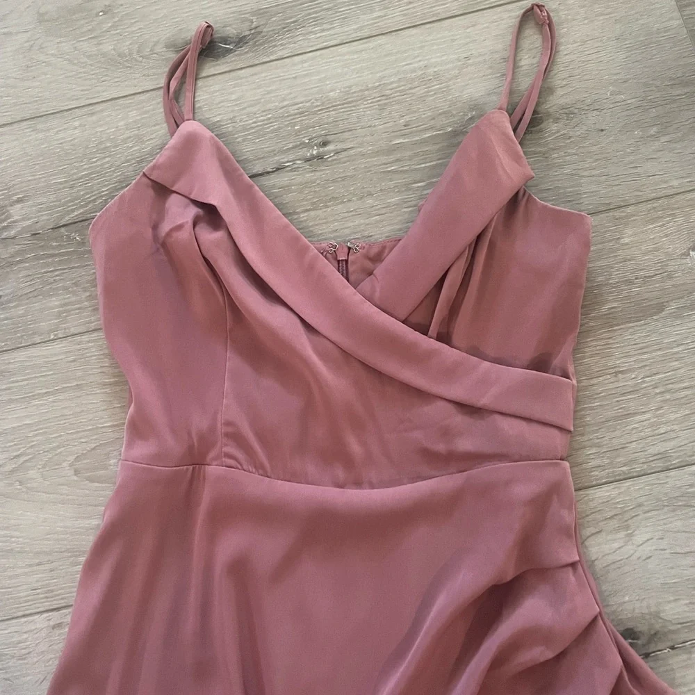 Lulu’s Let’s Celebrate Tonight Mauve Satin Dress - Picture 6 of 6